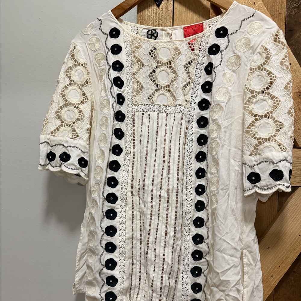 FLOREAT VEILLE PEASANT TOP LACE SZ medium - Picture 2 of 5